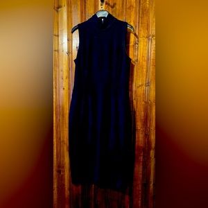 White House Black Market Black Mock turtleneck midi cocktail dress with slit